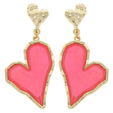 Irregular Metal Heart Enamel Coated Drop Earrings