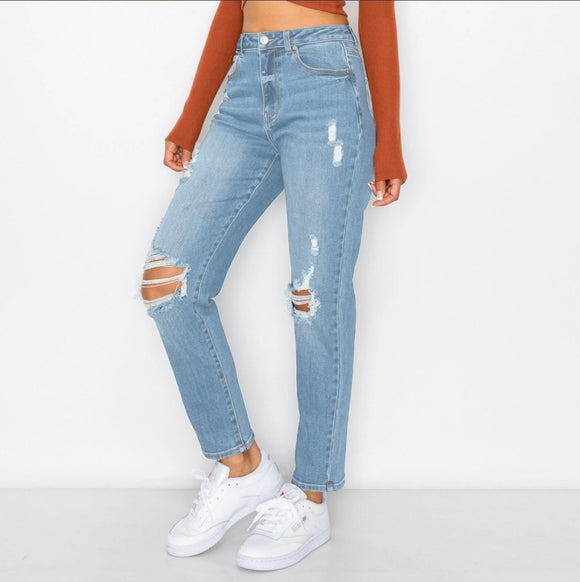 Letti Distressed Mom Jeans