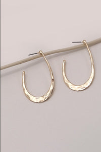 Hammered U Shape Hoop Drop Earrings