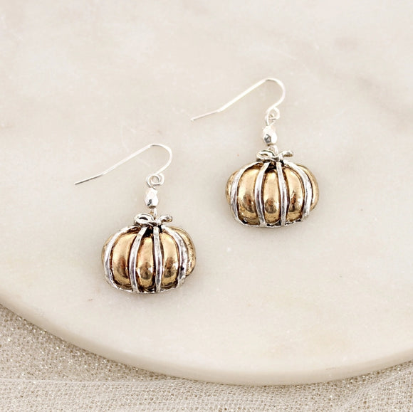 Mixed Metal Pumpkin Earrings