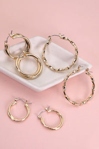 Intertwined Trio Hoop Set Earrings