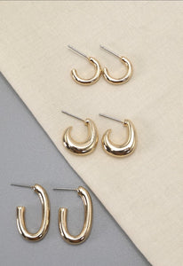 Trio Geo Mini Huggie Hoop Earring Sets