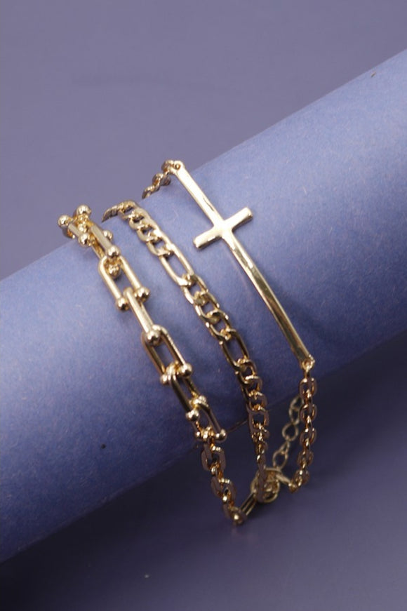 Triple Multi Bracelets with Large Cross