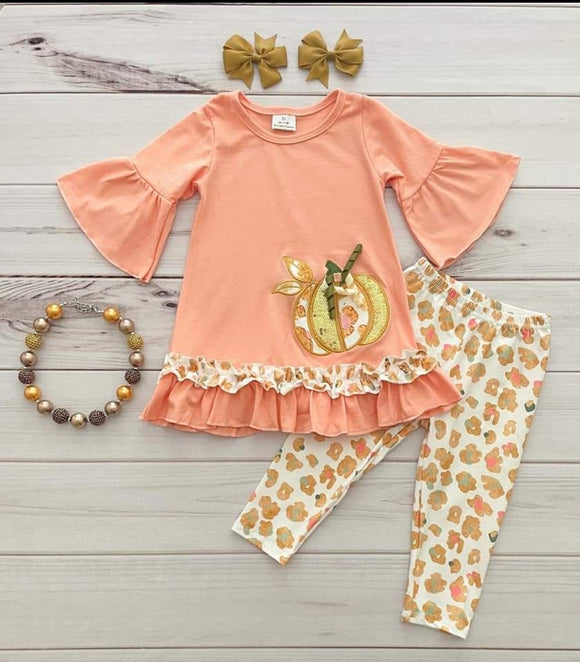 Coral Fall Glitter Pumpkin Set