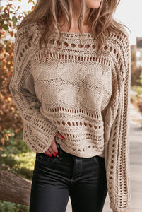 Maple Hollow-Out Knit Cropped Sweater