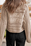 Maple Hollow-Out Knit Cropped Sweater