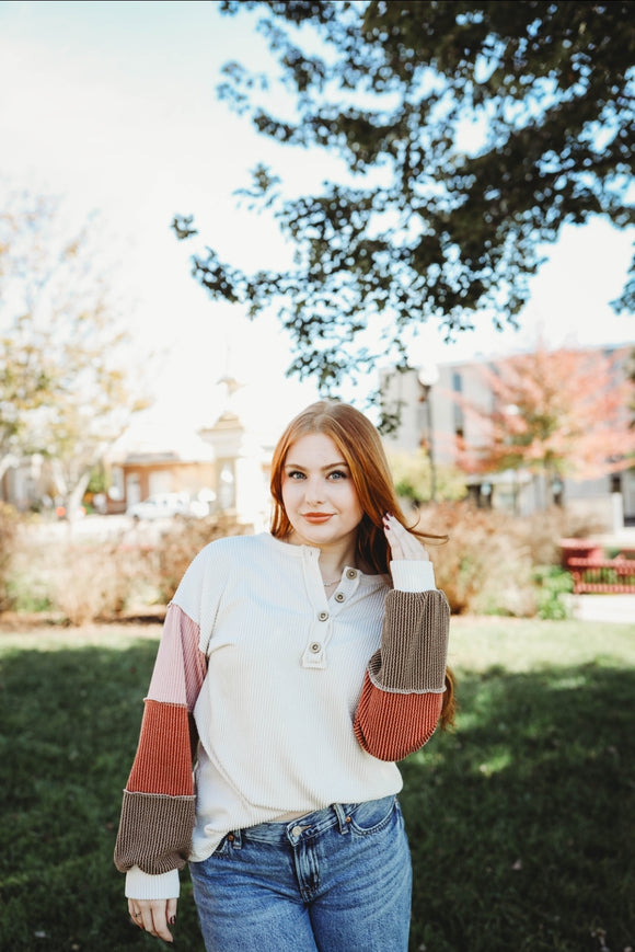 Urban Ribbed Solid Color Block Top