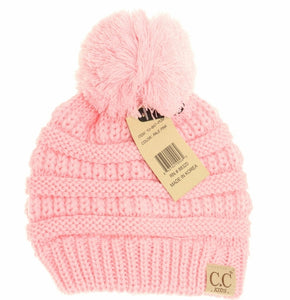 Kids Solid Pom Cc Beanie