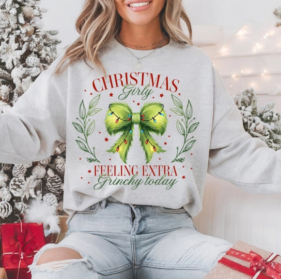 Feeling Extra Grinchy Christmas Girly Long Sleeve Tee