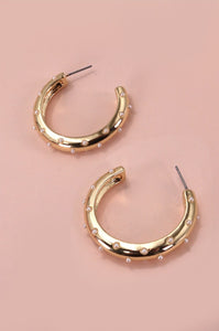 Pearl Studded Hoop Earrings