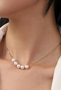 Titanium Steel Non-Tarnish Classic Pearl Necklace