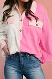 Addy Colorblock Chest Pockets Half Button Sweatshirt