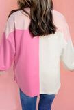 Addy Colorblock Chest Pockets Half Button Sweatshirt