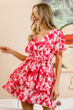 Flutter Sleeve Front Wrap Detail Floral Dress