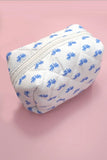 Quilted Cotton Bow Cosmetic Pouch Bag