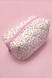 Quilted Cotton Bow Cosmetic Pouch Bag