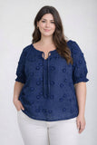 EMBROIDERED 3D FLORAL OFF THE SHOULDER BLOUSE