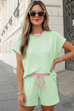 Ribbed Contrast Trim 2pcs Shorts Set