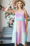 MULTI COLOR STRIPE PRINT DRESS
