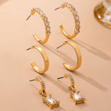 Crystal-Accented Gold Hoop Earring Set