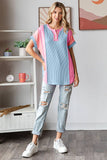 Women's Twist Rib Color Block Knit Top Plus