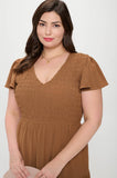 PLUS FLUTTER SLEEVE MIDI DRESS