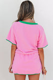 Colorblock Drop Shoulder T Shirt & Skort Set