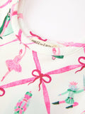 Girls Ballet Christmas Bow Print Flare Dress