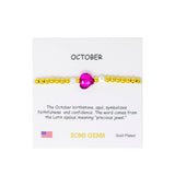 Stretchy Gold Bead Heart Birthstone Bracelets for Kids