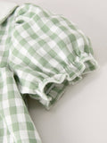 Fall & Thanksgiving Pumpkin Applique Plaid Green Girls Dress