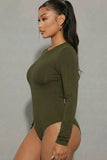 Solid Long Sleeve Round Neck Bodysuit