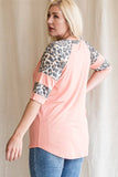 Leopard Print Raglan Short Sleeve Top