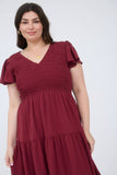 FLUTTER SLEEVE MIDI DRESS