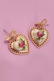 ROSE CERAMIC PORCELAIN BOW DROP EARRINGS