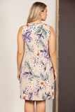 TAUPE TROPICAL SLEEVELESS MINI DRESS