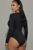 Solid Long Sleeve Round Neck Bodysuit