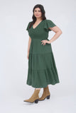 PLUS FLUTTER SLEEVE MIDI DRESS