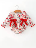 Fall Floral Baby Girl Romper Ruffle Bow Long Sleeve