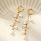18K STAINLESS STEEL TARNISH FREE PEARL DROP EAR