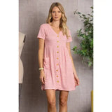 BLUSH FLORET PRINT BUTTON-DOWN MIDI DRESS