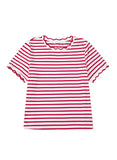 Stripe Scalloped Trim Round Neck T Shirt