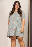 SAGE PETITE FLORAL SHORTS SLEEVES MINI DRESS