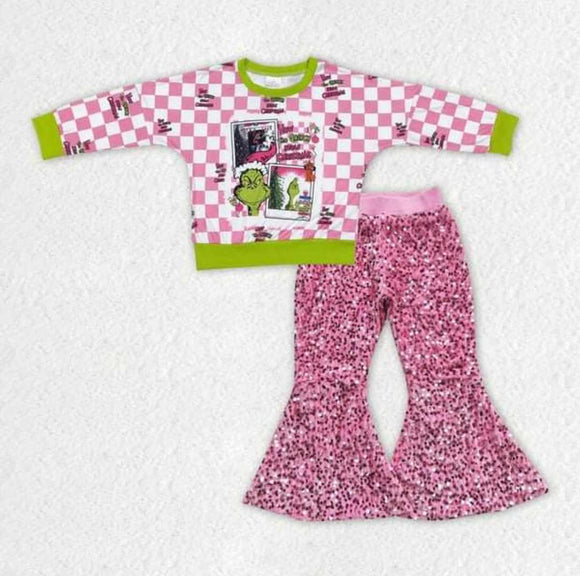 Grinch Pink Glitter Pants Set