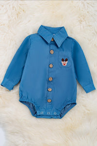Reindeer Embroidered Onesie with Snaps