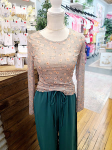 Vintage Daisy Mesh Long Sleeve Top