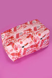 Quilted Cotton Bow Cosmetic Pouch Bag