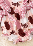 Pumpkin Printed Baby Onesie with Gingham Trim