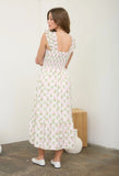 Jane Floral Tile Pattern Smocked Midi Dress