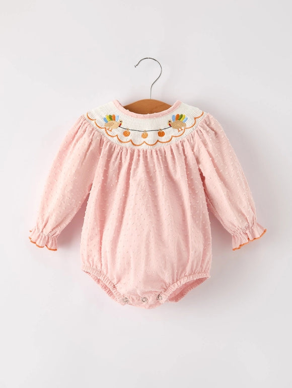 Turkey Pumpkin Smock Baby Romper
