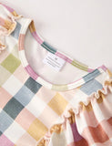 Fall Thanksgiving Plaid Long Sleeve Girls Dress